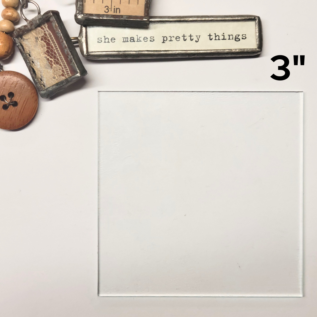 3" Square Clear Flat Glass (3 inch) | 6 or 16 Pack